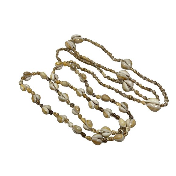 Cowry Shell‎ Necklaces Set of Two Different Patterns Long Beach Ocean - Picture 3 of 7